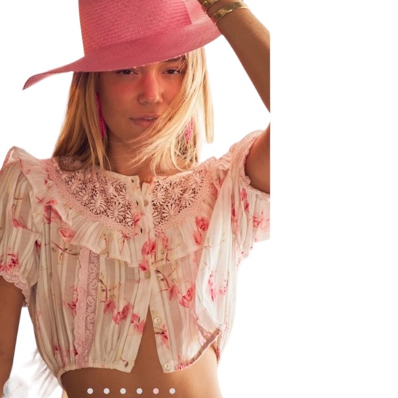 NWT LoveShackFancy “Elaina” Floral Crop Top - Picture 3 of 15